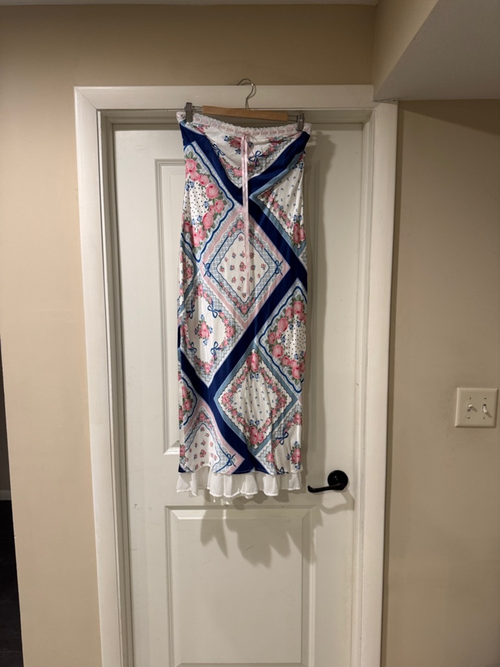 For Love & Lemons/Anthropologie Strapless Roses and Bows Midi Dress